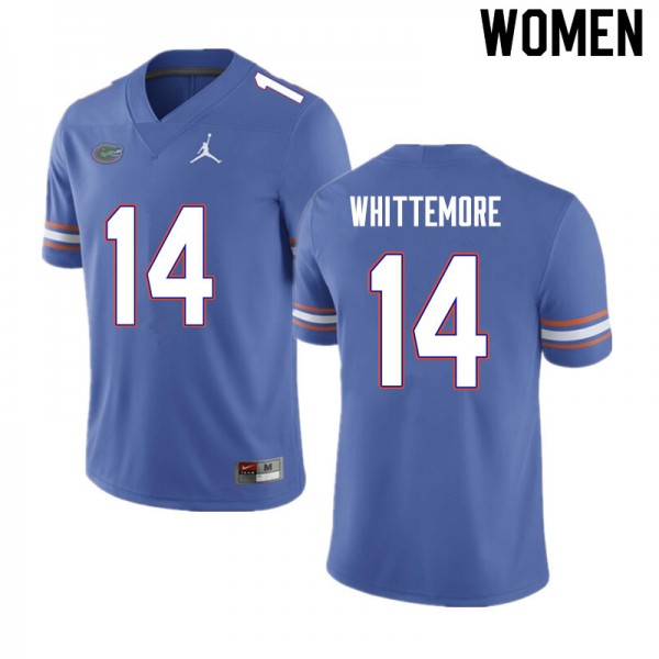 Women #14 Trent Whittemore Florida Gators College Football Jersey Blue